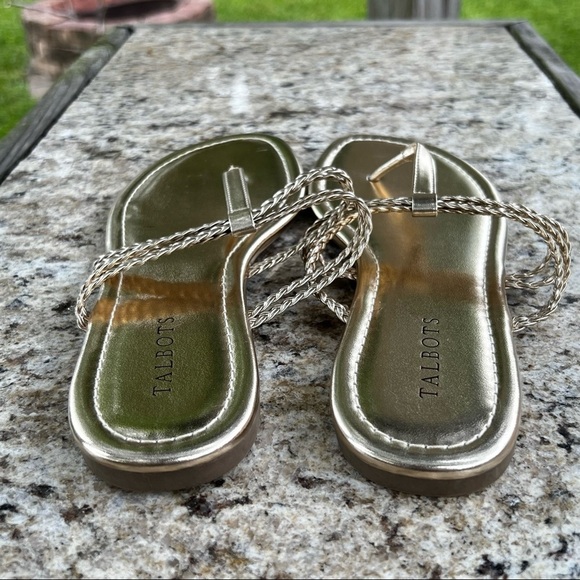 Talbots Womens Gold T Strap Flip Flop Sandals Size 10 - Picture 3 of 6